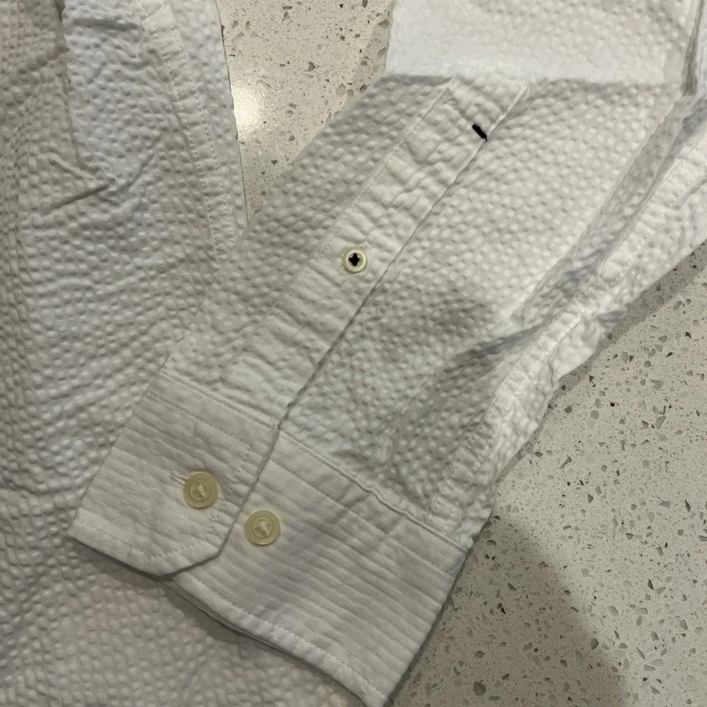Banana Republic men's soft wash‎ tailored slim fit white texture shirt NWT XLT